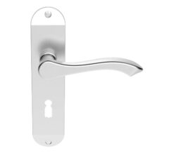 Andros Door Handles On Backplate, Satin Chrome (sold in pairs)