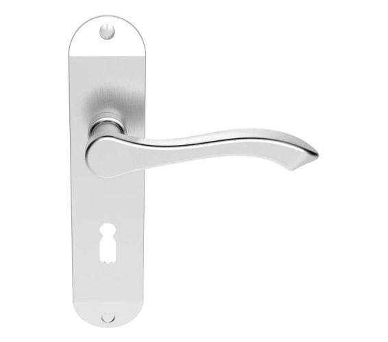 Andros Door Handles On Backplate, Satin Chrome (sold in pairs)