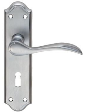 Madrid Door Handles On Backplate, Satin Chrome (sold in pairs)