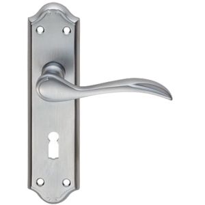 Madrid Door Handles On Backplate, Satin Chrome (sold in pairs)