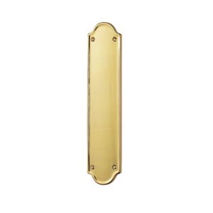 Shaped End Finger Plate (302mm x 65mm), Polished Brass