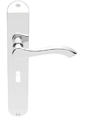Andros Door Handles On Long Backplate, Polished Chrome (sold in pairs)