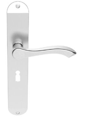 Andros Door Handles On Long Backplate, Satin Chrome (sold in pairs)
