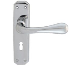 Eden Door Handles On Backplate, Polished Chrome (sold in pairs)