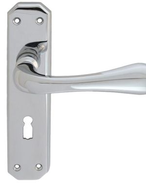 Eden Door Handles On Backplate, Polished Chrome (sold in pairs)