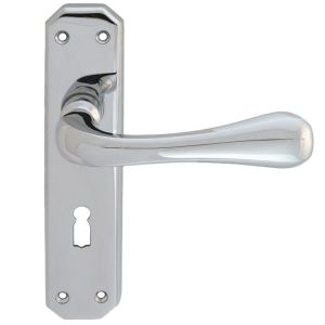 Eden Door Handles On Backplate, Polished Chrome (sold in pairs)
