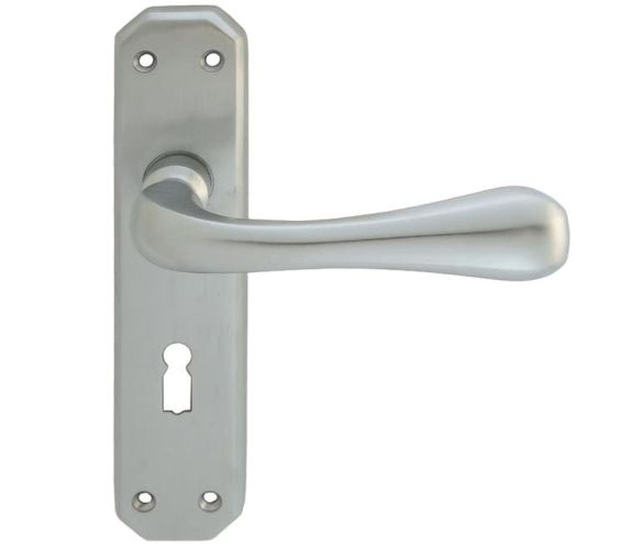 Eden Door Handles On Backplate, Satin Chrome (sold in pairs)