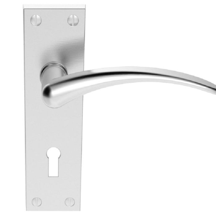 Wing Door Handles On Backplate, Satin Chrome (sold in pairs)
