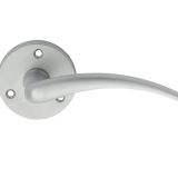 Wing Door Handles On Round Rose, Satin Chrome (sold in pairs)
