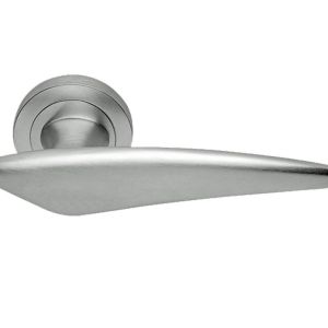 Manital Elis Door Handles On Round Rose, Satin Chrome (sold in pairs)