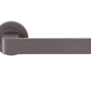 Sasso Door Handles On Round Rose, Matt Bronze (sold in pairs)