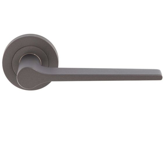 Velino Lever Handle On Round Rose – Matt Bronze (sold in pairs)