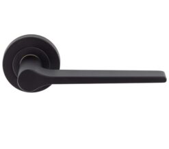 Velino Door Handles On Round Rose, Matt Black (sold in pairs)