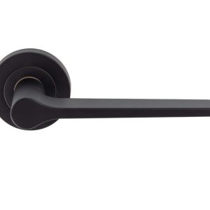 Velino Door Handles On Round Rose, Matt Black (sold in pairs)