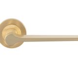 Velino Door Handles On Round Rose, Satin Brass (sold in pairs)