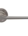 Velino Door Handles On Round Rose, Satin Nickel (sold in pairs)