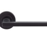 Trentino Door Handles On Round Rose, Matt Black (sold in pairs)
