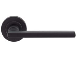 Trentino Door Handles On Round Rose, Matt Black (sold in pairs)