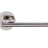 Trentino Door Handles On Round Rose, Polished Nickel (sold in pairs)