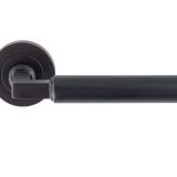 Amiata Door Handles On Round Rose, Matt Black (sold in pairs)