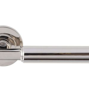 Amiata Door Handles On Round Rose, Polished Nickel (sold in pairs)