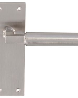 Amiata Door Handles On Slim Backplate, Satin Nickel (sold in pairs)
