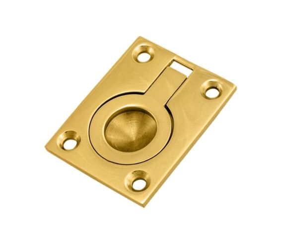 Flush Ring Pull (38mm x 50mm OR 49mm x 63mm), Polished Brass