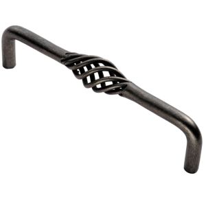 Fingertip Steel Cage Fixed Handle Cupboard Pull (128mm Or 160mm C/C), Antique Steel