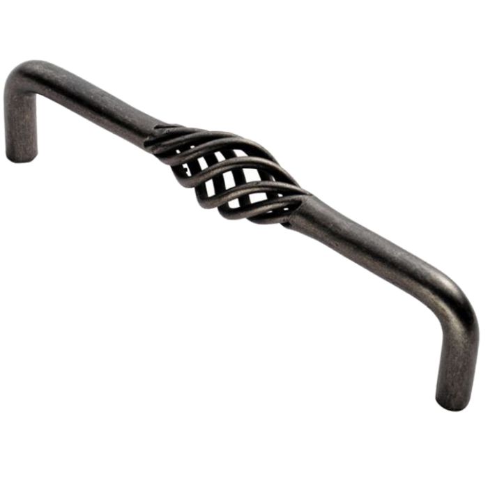 Fingertip Steel Cage Fixed Handle Cupboard Pull (128mm Or 160mm C/C), Antique Steel
