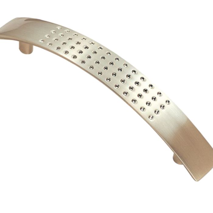 Fingertip Dimple Effect Curved Cabinet Pull Handle (96mm OR 128mm C/C), Satin Nickel