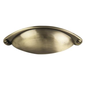Traditional Cupboard Cup Pull Handle (64mm C/C), Polished Antique Brass