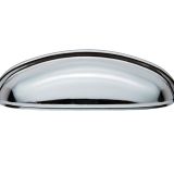 Modern Shaker Cupboard Cup Pull Handle (96mm C/C), Polished Chrome