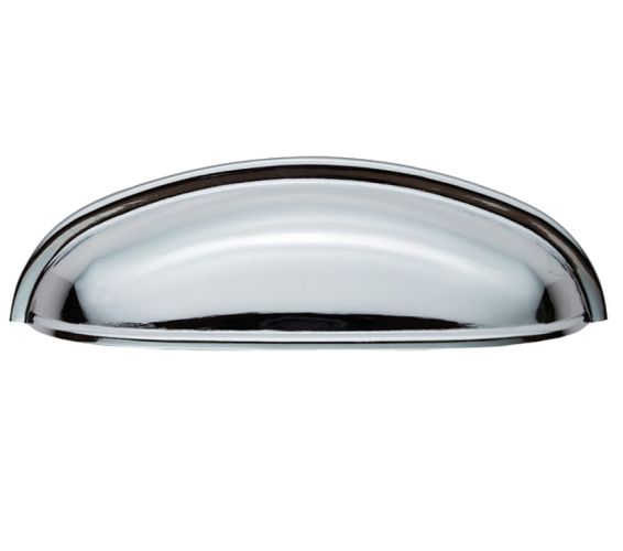 Modern Shaker Cupboard Cup Pull Handle (96mm C/C), Polished Chrome