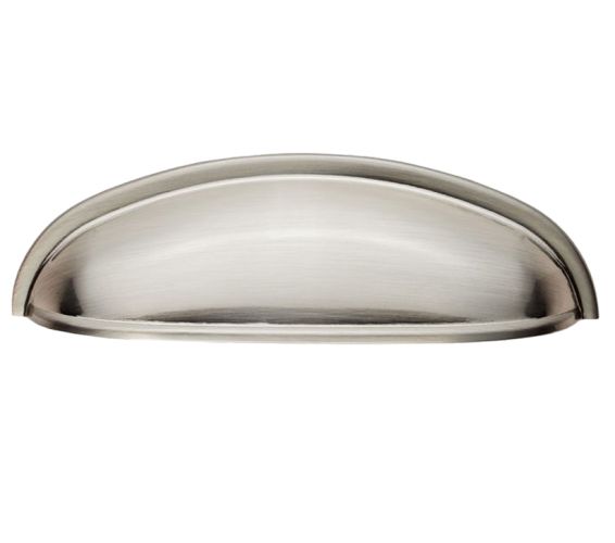 Modern Shaker Cupboard Cup Pull Handle (96mm C/C), Satin Nickel