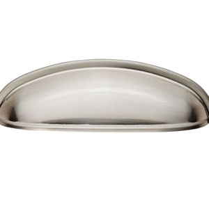 Modern Shaker Cupboard Cup Pull Handle (96mm C/C), Satin Nickel