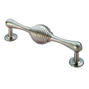 Fingertip Reeded Pull Handle (128mm C/C), Satin Nickel