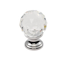 Carlisle Brass Fingertip Crystal Clear Faceted Cupboard Knob - Polished Chrome