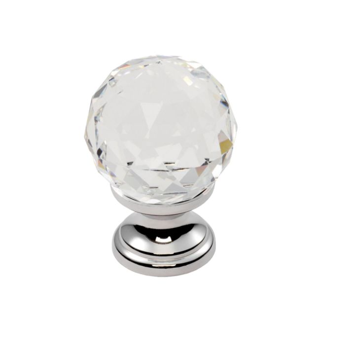 Carlisle Brass Fingertip Crystal Clear Faceted Cupboard Knob – Polished Chrome