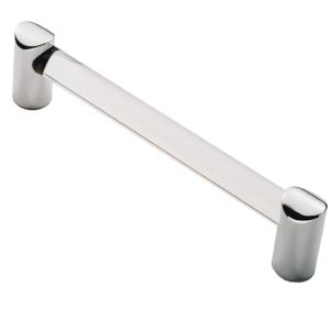 Fingertip Clear Acrylic Bar Cabinet Pull Handle (128mm Or 160mm C/C), Polished Chrome Ends