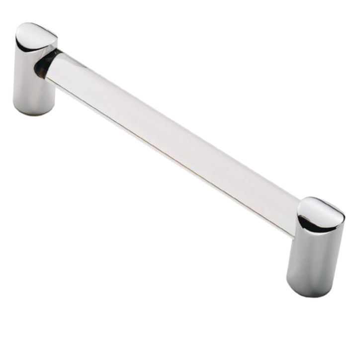 Fingertip Clear Acrylic Bar Cabinet Pull Handle (128mm Or 160mm C/C), Polished Chrome Ends