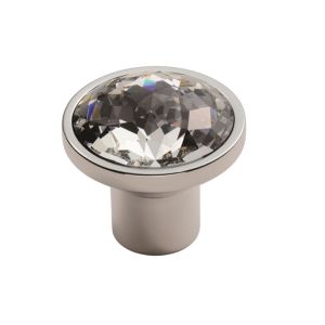 Fingertip Round Crystal Cupboard Knob (34mm Diameter), Polished Chrome