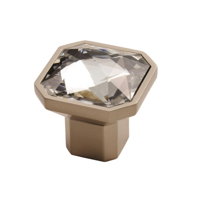 Fingertip Square Crystal Cupboard Knob (32mm x 32mm or 38mm x 38mm), Satin Nickel