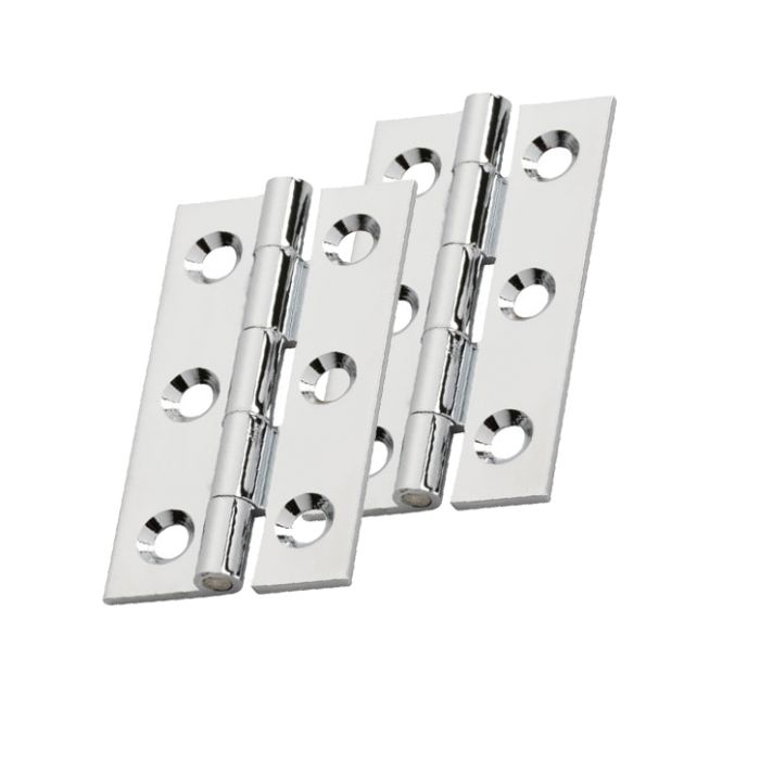Fingertip Cabinet Hinges (50mm x 28mm OR 64mm x 35mm), Polished Chrome (sold in pairs)
