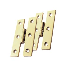 Carlisle Brass Fingertip H Pattern Hinges – 64mm x 35mm – Polished Brass (sold in pairs)