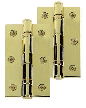 3 Inch Solid Brass Ball Bearing Hinges, Polished Brass  (sold in pairs)