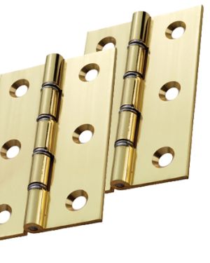 3 Inch Double Washered Hinges, Polished Brass  (sold in pairs)