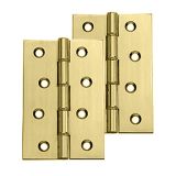 4 Inch Double Washered Hinges, Polished Brass (sold in pairs)