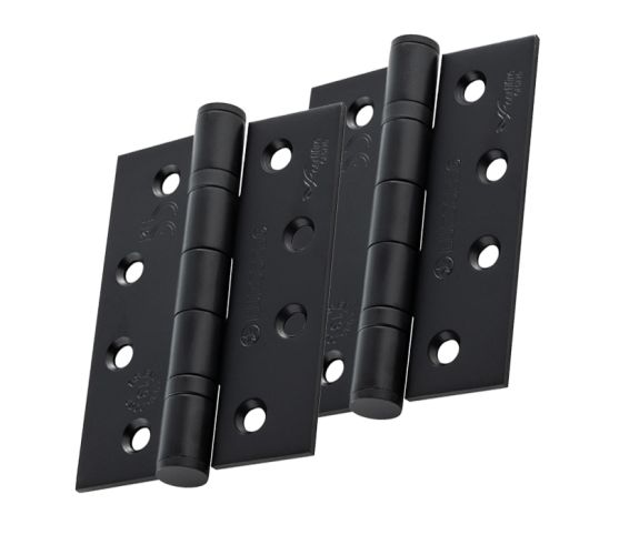 Eurospec 4 Inch Grade 13 Plain Ball Bearing Hinges, Matt Black  (sold in pairs)