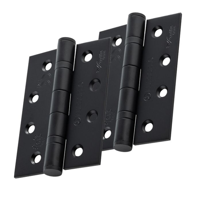 Eurospec 4 Inch Grade 13 Plain Ball Bearing Hinges, Matt Black  (sold in pairs)