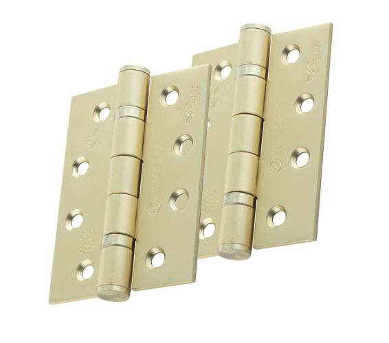 Eurospec 4 Inch Grade 13 Plain Ball Bearing Hinges, Satin Brass  (sold in pairs)